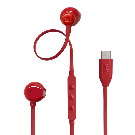 JBL Tune 305C USB - Red - Wired Hi-Res Earbud Headphones - Hero image number null